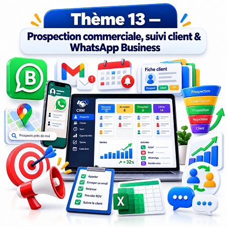 Prospection commerciale, suivi client & WhatsApp Business