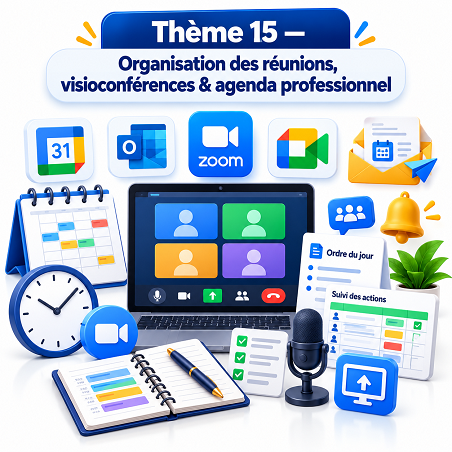 Organisation des réunions, visioconférences & agenda professionnel